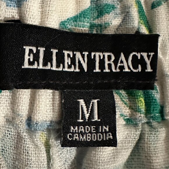 Ellen Tracy Women's Linen Blend Skort Size M Green Tropical Boho Feminine (NEW) - Picture 3 of 12